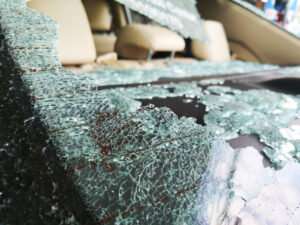 Smashed rear window